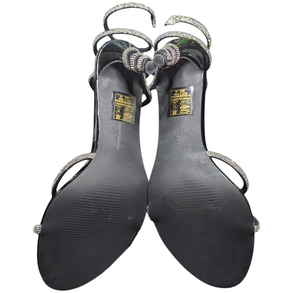 Stheno Stiletto Black Open Toe Sandals Women's Size 10 - Picture 8 of 8